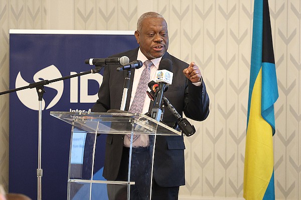 National Development Plan Secretariat Chairman Felix Stubbs speaks during an event to discuss a National Development Plan hosted by the Inter American Development Bank (IDB) at The Island House on August 16, 2024. Photo: Dante Carrer/Tribune Staff