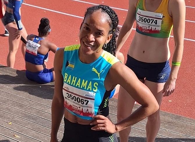 Miriam Byfield recuperating after her 200m in Sweden.