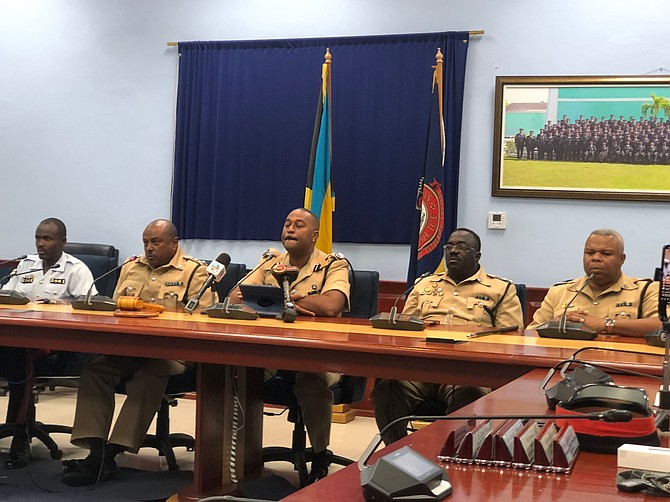 Assistant Commissioner of Police Dr Chaswell Hanna and Chief Superintent Eugene Strachan at a press conference on September 1, 2024. Photo: Pavel Bailey