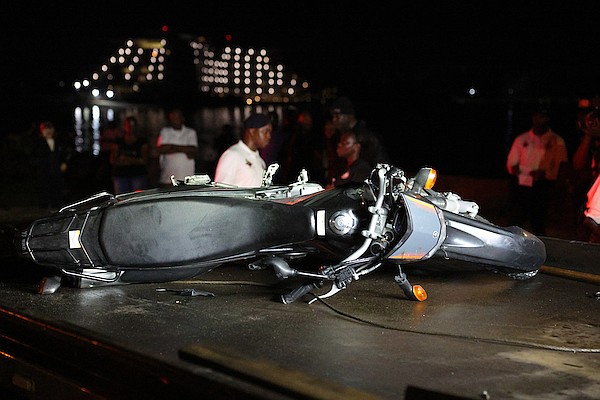 A motorcyclist believed to be in his teens was killed after being in collision with an SUV just west of Go Slow Bend on September 8, 2024.  
Photo: Dante Carrer/Tribune Staff