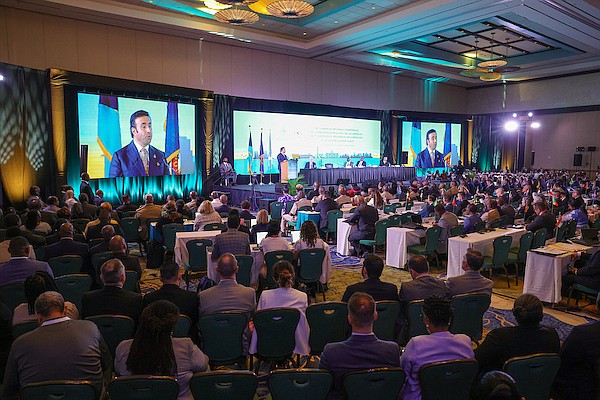 INTERPOL President Ahmed Naser Al-Raisi speaks during the INTERPOL 26th Americas Regional Conference at Atlantis on September 11, 2024. Photo: Dante Carrer/Tribune Staff