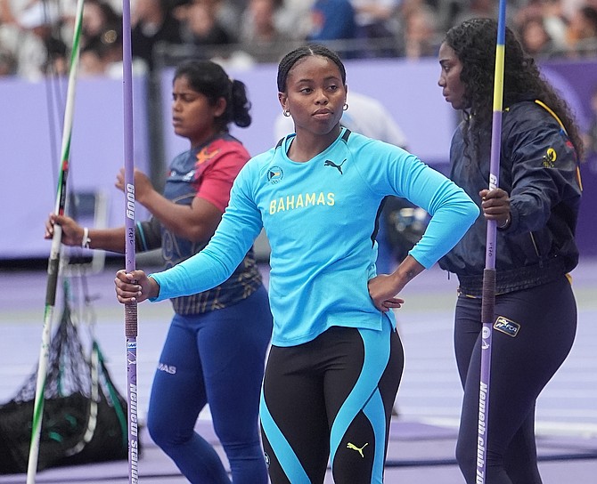 NCAA two-time champion Rhema Otabor, coming off her qualifying round appearance in her debut at the Olympics, is 18th with 1,187 in the women’s javelin.