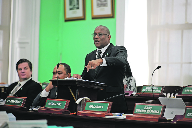 FNM leader Michael Pintard in the House of Assembly on Wednesday. Photo: Chappell Whyms Jr