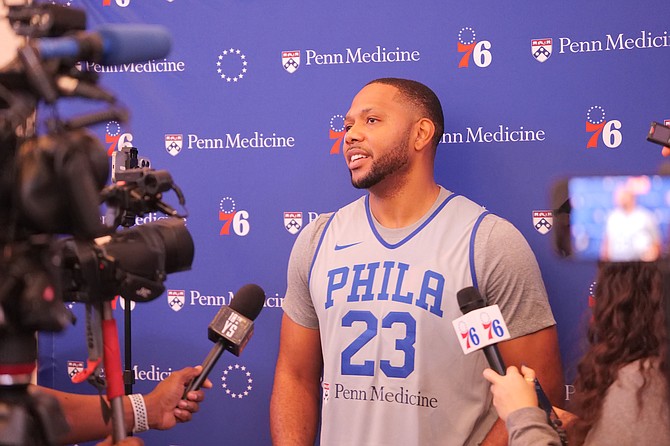 Bahamian pro Eric “EJ” Gordon speaks with the media. Photo: Nikia Charlton