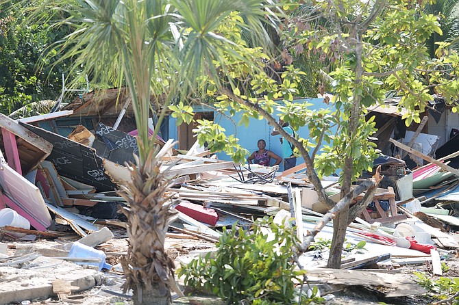 Demolition work under way yesterday at a shanty town on Cowpen Road. Photos: Nikia Charlton