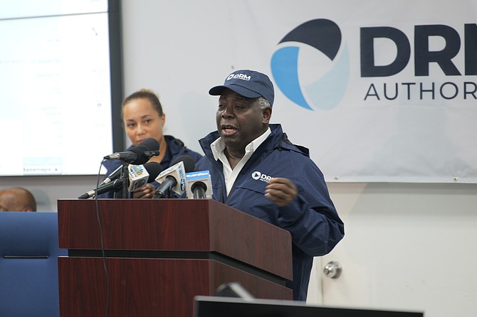 Prime Minister Philip ‘Brave’ Davis speaking at a national address concerning preparations for Hurricane Milton on October 8, 2024. Photo: Chappell Whyms Jr