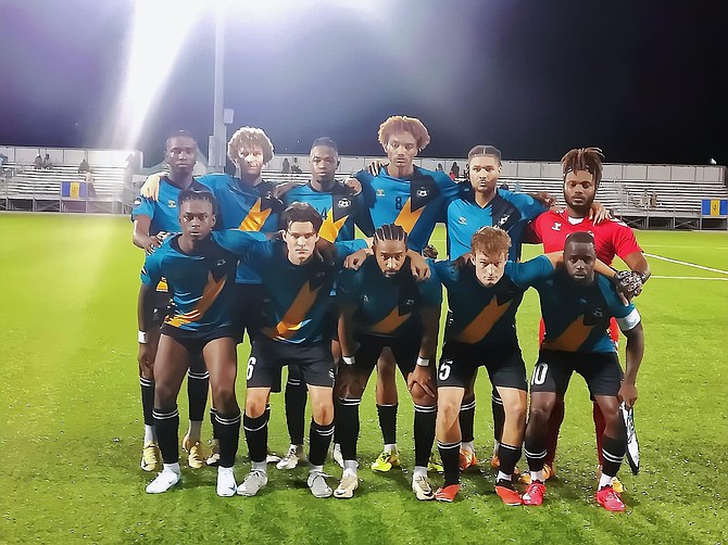 WINNING EFFORT: The Bahamas’ Junkanoo Boyz took down the US Virgin islands 3-1 in the opening match of their October window for CONCACAF Nations League 2024.