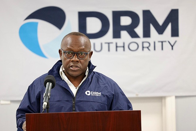 Deputy Prime Minister Chester Cooper at Saturday's briefing on Hurricane Oscar. 

Photo: Dante Carrer/Tribune Staff