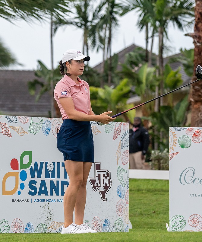 AMY DeKock in action at the White Sands Bahamas NCAA Women’s Golf Invitational at the Ocean Club Golf Course.