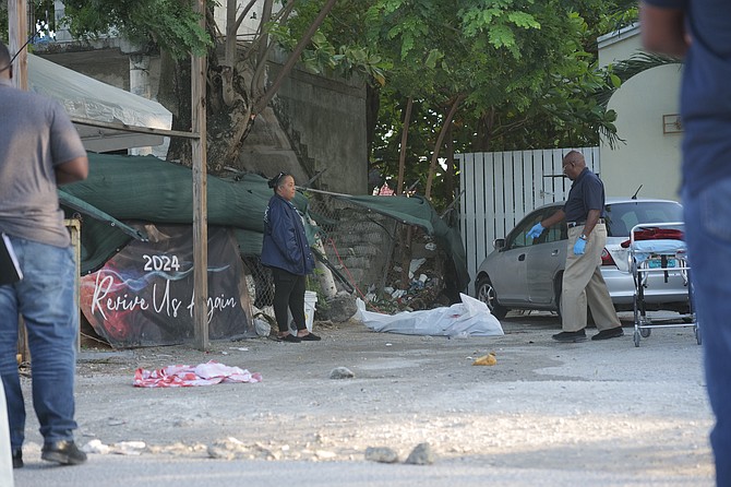 The scene on West End Avenue where a man succumbed to his injuries asfter a double shooting on Saturday. Photos: Nikia Charlton