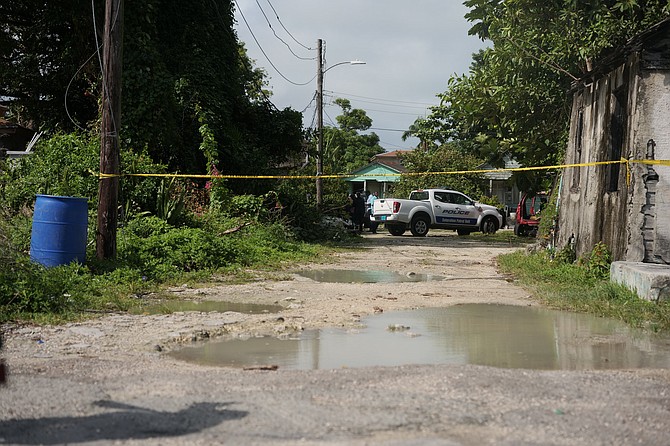 The scene of the Wednesday morning shooting in Finlayson Street. 
Photo: Nikia Charlton