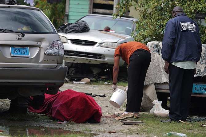 Police on the scene where a man collapsed and died after being shot, becoming the country’s latest murder victim on November 6, 2024.
Photo: Nikia Charlton