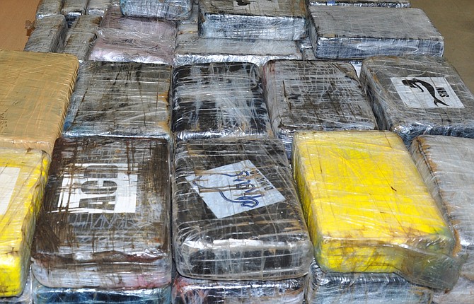 Cocaine seized in a previous drug bust in The Bahamas.