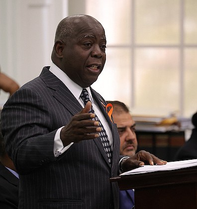 Prime Minister Philip Davis addresses parliament on November 27, 2024 following explosive allegations of corruption involving high-ranking Bahamian law enforcement officials, as detailed in a U.S. federal indictment. Photo: Dante Carrer/Tribune