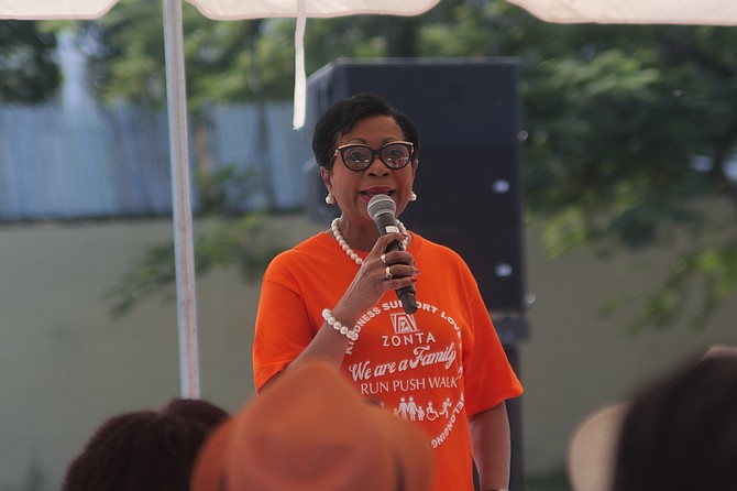 Office of the Spouse of the Prime Minister Ann Marie Davis speaks at Zonta Club of New Providence’s even as part of 16 Days to End Gender Based Violence. Photos: Nikia Charlton