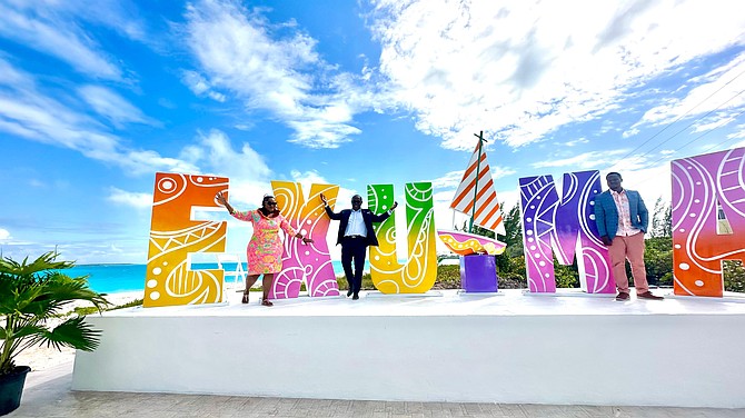 The unveiling of the Exuma sign.