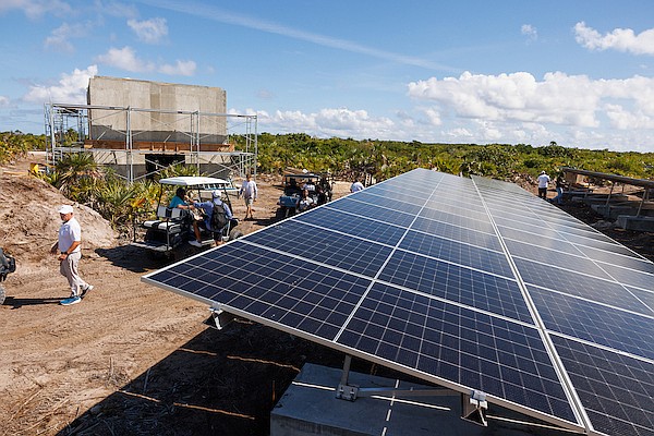Construction of a solar farm during a media tour of Turtlegrass Resort on Big Samson Cay, Exuma on January 28, 2025. Photo: Dante Carrer/Tribune Staff