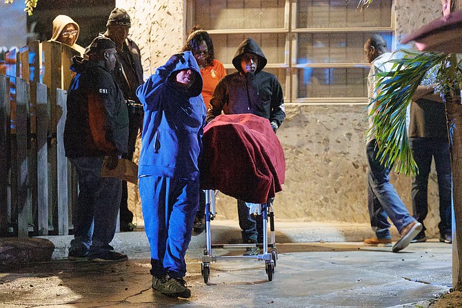 The scene on Willet Street in Eastern Estates where the body of a man was discovered at a home on February 8, 2025. Photo: Dante Carrer/Tribune Staff