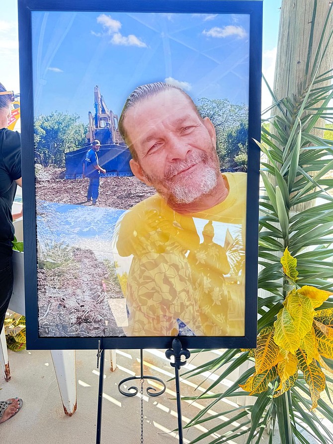 A photograph of Douglas McHardy at his memorial service