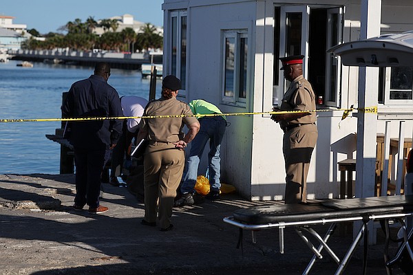 A MAN died in a suspected drowning at Potter’s Cay Dock on February 27, 2025. Photos Dante Carrer/Tribune Staff