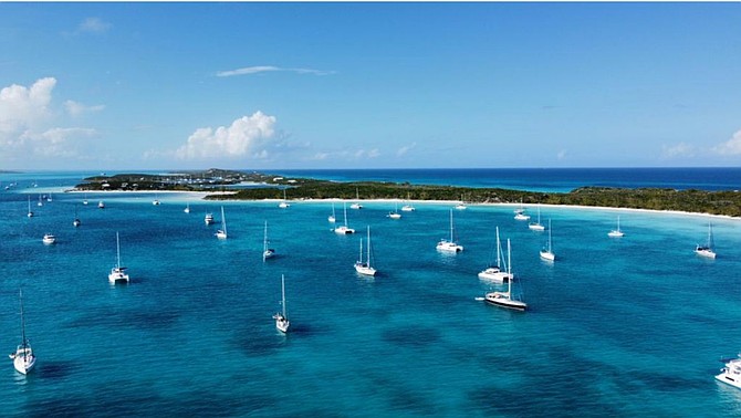 New state-of-the-art mooring systems were being installed in Elizabeth Harbour and the Moriah Harbour Cay National Park in 2023. (Bahamas National Trust)