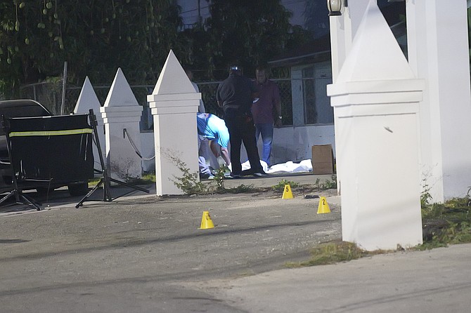 The scene of the murder on Second Street on Saturday. 
Photo: Nikia Charlton