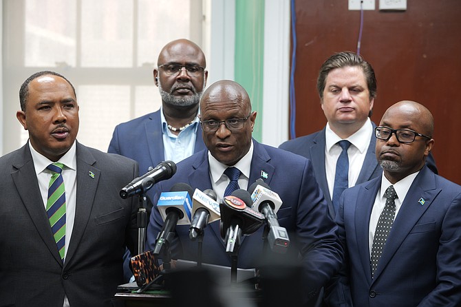 Opposition leader Michael Pintard speaks to the press after the tabling of the Budget in the House of Assembly on May 28, 2025. Photo: Chappell Whyms Jr