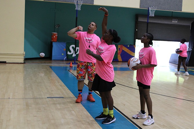 YOUNG participants enjoy shooting drills during the camp. Photo: Jonathan Burrows