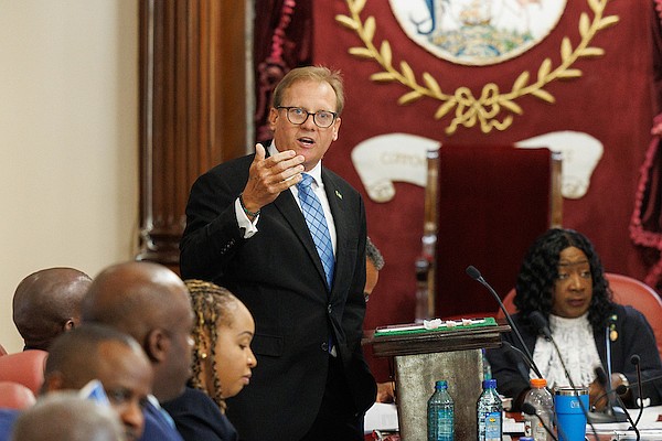 Attorney General, Senator and Minister of Legal Affairs Ryan Pinder speaks in The Senate on June 25, 2025. Photo: Dante Carrer/Tribune Staff