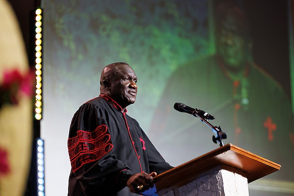 Bishop Delton Fernander speaks during the Independence Ecumenical Service held at Bahamas Harvest Church on July 9, 2025. Photo: Dante Carrer/Tribune Staff