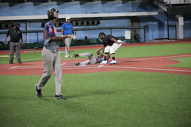 Joshua Outlawz defeated the Community Baseball League All-Stars 15-0 on Monday as the New Providence Baseball League continued its inaugural regular season. Photo by Chappell Whyms Jr