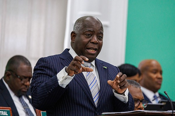 Prime Minister Philip Davis speaks in the House of Assembly on July 23, 2025. Photo: Dante Carrer/Tribune Staff