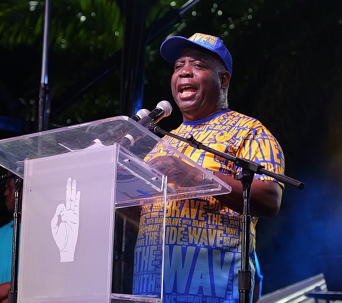 Prime Minister Philip ‘Brave’ Davis during a PLP rally at Windsor Park on July 28, 2025. Photos Nikia Charlton