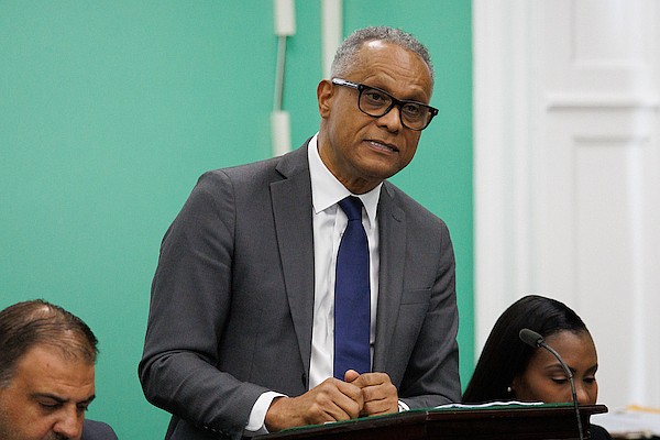 Minister of Health and Wellness Dr Michael Darville speaks in the House of Assembly on July 30, 2025. Photo: Dante Carrer/Tribune Staff