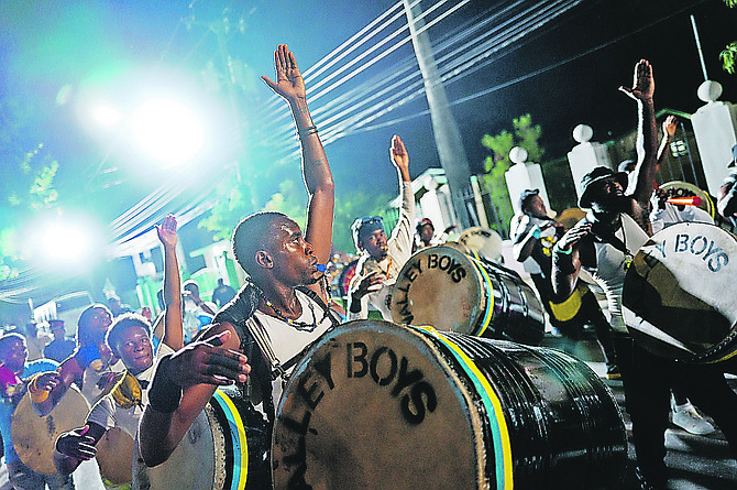 Participants in the Fox Hill rushout on Emancipation Day. 
Photo: Dante Carrer/Tribune Staff