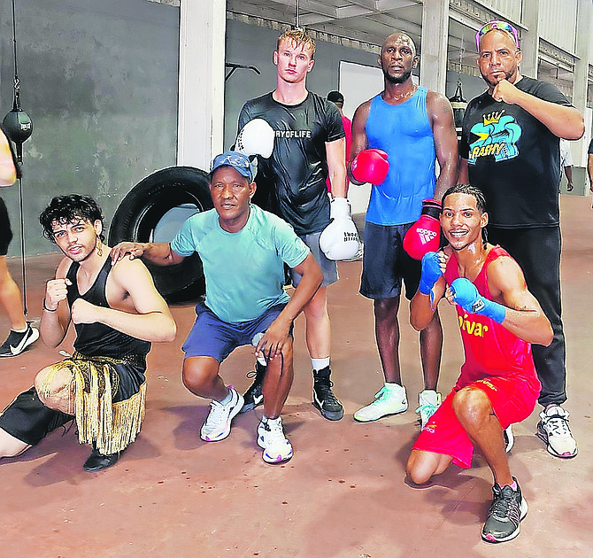 LET’S GET READY TO RUMBLE: Carl Hield, standing in the middle, with his training partners.