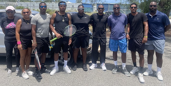 Participants in a peaceful protest outside the Bahamas Lawn Tennis Association (BLTA) headquarters on August 16, 2025.