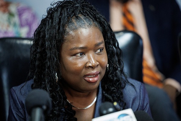 Bahamas Communications and Public Officers Union (BCPOU) President Sherry Benjamin speaks during a ceremony for the signing of an industrial agreement between the BCPOU and the Broadcasting Corporation of the Bahamas at the corporation’s headquarters on August 20, 2025. Photo: Dante Carrer/Tribune Staff