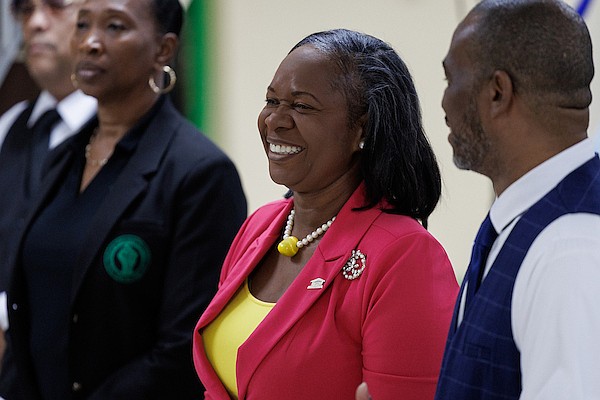 Bahamas Union of Teachers president Belinda Wilson during the Ministry of Education and Technical and Vocational Training new hires orientation opening ceremony at Stephen Dillet Primary School on August 20, 2025. Photo: Dante Carrer/Tribune Staff