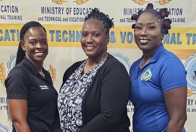 Varel Davis (center) with two of her executives Fiona Tucker, secretary, and Neketa Sears-Knowles, treasurer.