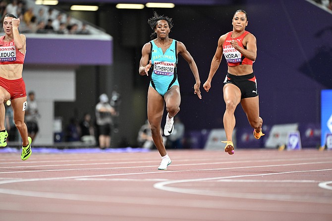CAMILLE Rutherford in action in the women’s 100 metres at the 20th World Outdoor Championships in Tokyo, Japan.
                                                                                                                                                                                                                               Photo: Kermit Taylor