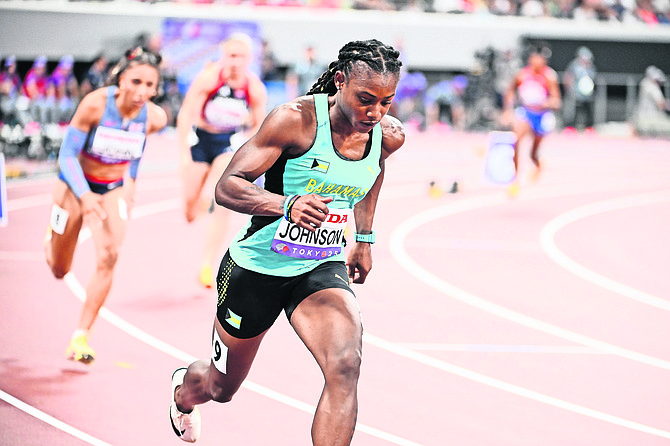 PRINTASSIA Johnson in action in the women’s 400 metre heats during the 20th World Outdoor Championships in Tokyo, Japan.
Photo: Kermit Taylor