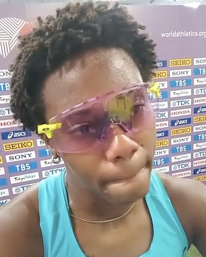 Devynne Charlton after placing 6th in the women's 100 metre hurdles at the 20th World Championships on September 15, 2025.