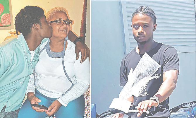 Hazel White (left) with her son Edwin “EJ” Mark, who was found unresponsive near a utility pole in Ramsey, Exuma, on September 13, 2025.