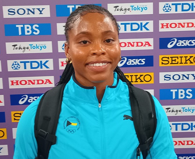 Rhema Otobor after her javelin event at the 20th World Championships at Japan National Stadium in Tokyo.