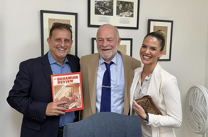 Professor Steve Jardings (center) with event co-ordinator Josie Komarica (right), and Tribune president Robert Dupuch-Carron.