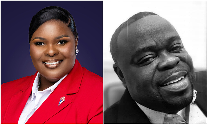Free National Movement’s candidate for North Abaco Terrece Bootle (left) and Gary Smith