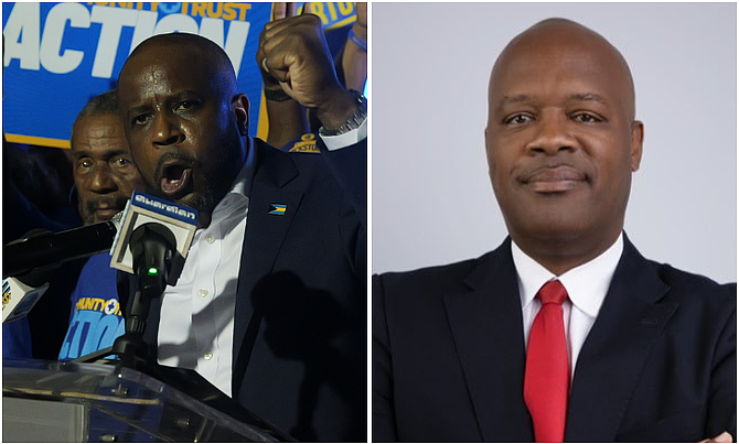 Senator Darron Pickstock (left) was among 14 candidates ratified at an event held at PLP headquarters on October 16, 2025. Mr Pickstock will face off against FNM candidate Brian Brown for the Golden Isles constituency.