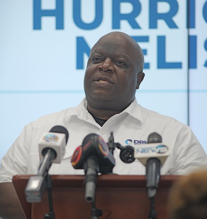 LEON Lundy, Minister of State in the Office of the Prime Minister, speaking at a briefing on Hurricane Melissa on October 26, 2025. Photo: Chappell Whyms Jr