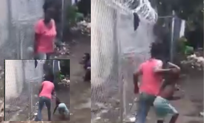 Stills taken from the viral video that depicted a woman beating a small child.